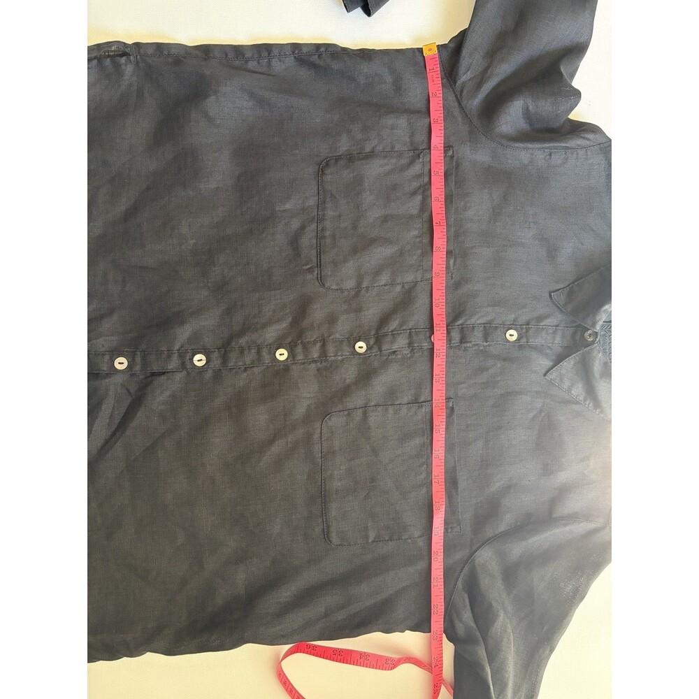 Sigrid Olsen Wmn Large Black 100% Linen Shirt Lagenlook Boho Boxy Button Down - Picture 7 of 8